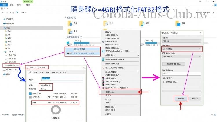 隨身碟大於4GB 格式化為FAT32